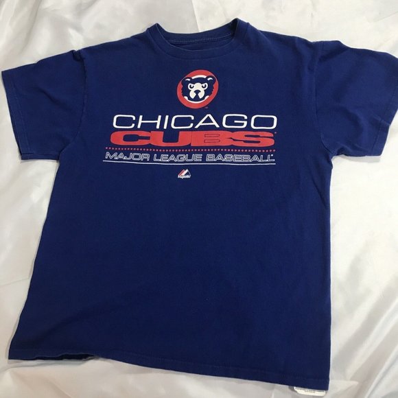 Majestic Chicago Cubs MLB Basebal Ticket Shirt Adult Large Blue Red Mens - Picture 2 of 12